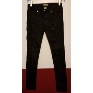 Aphrodite Black Sequin Sparkle Ripped Jeans Junior